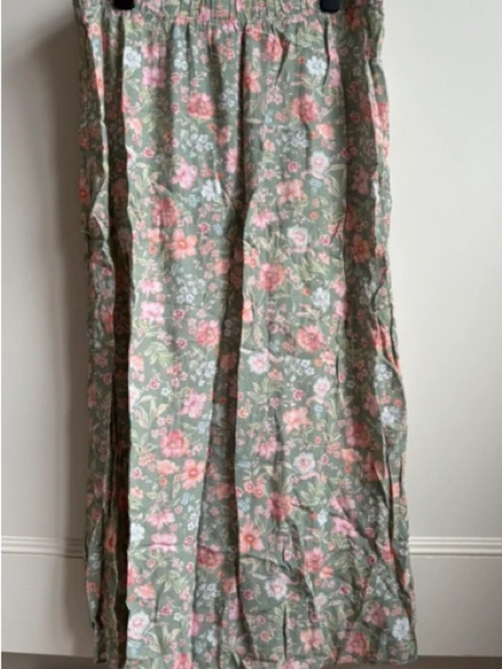 New Look Sage Floral Boho Button Front Maxi Skirt 8